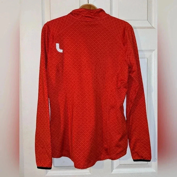 Lole Women's 1/4 Zip Long Sleeve Size Medium Paprika Orange Reflective Athletic - Picture 2 of 10